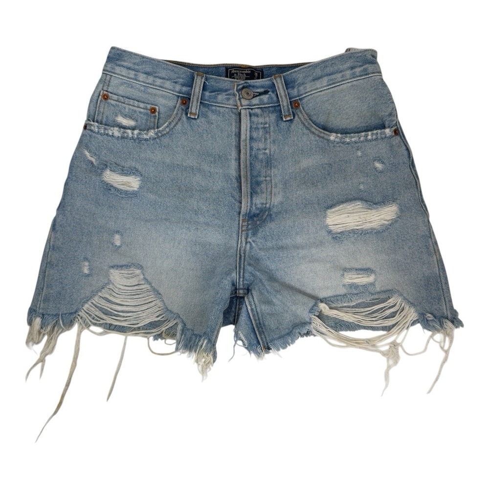 Abercrombie & Fitch High Rise 4" Distressed Denim Jorts Shorts Women's Size 26